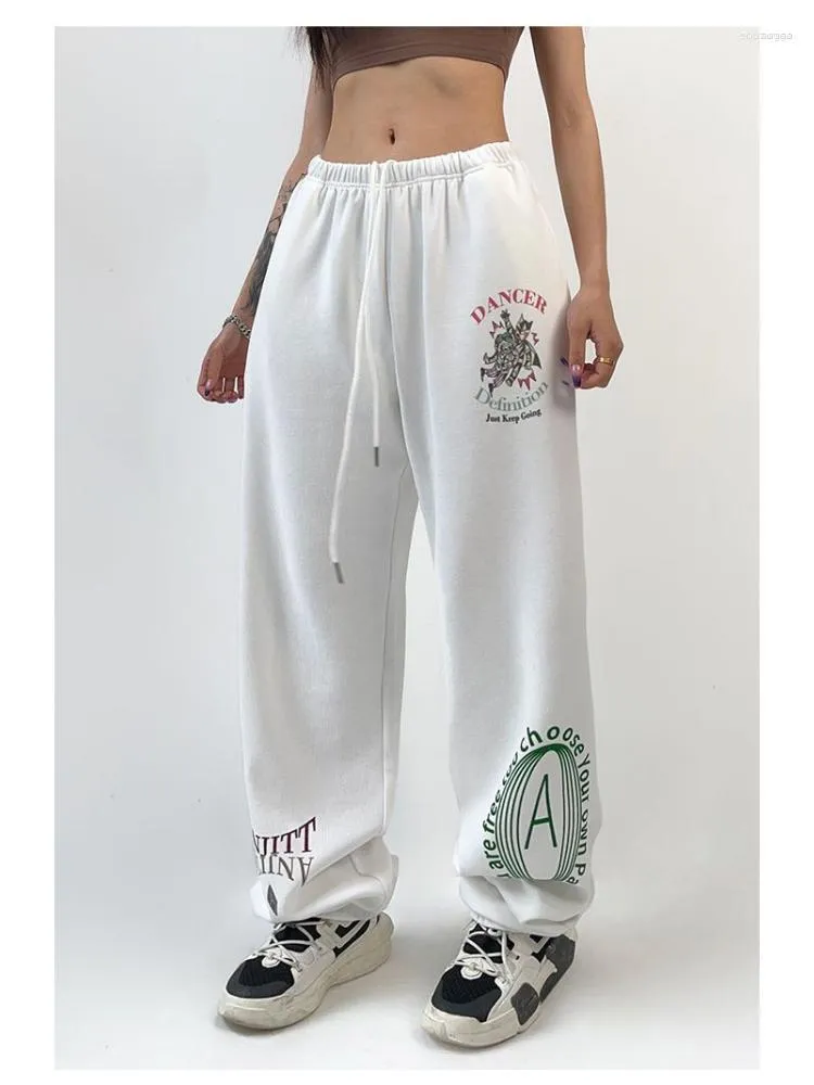 Pantaloni da donna HOUZHOU Hip Hop Y2K Pantaloni sportivi bianchi Donna Harajuku Streetwear Graphic Baggy Sport Oversize Casual Wide