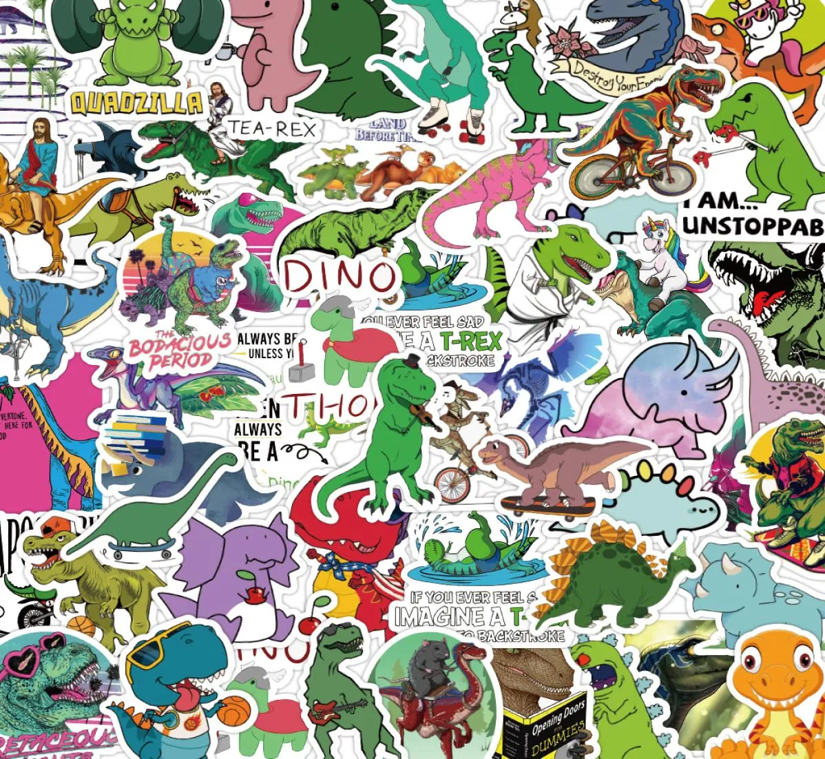 50pcs Dinosaur Cartoon Graffiti Sticker مقاومة للماء للسيارة لخلاصة دفتر دفتر الثلاجة مربع القرطاسية التزلج على الجعة 4895092