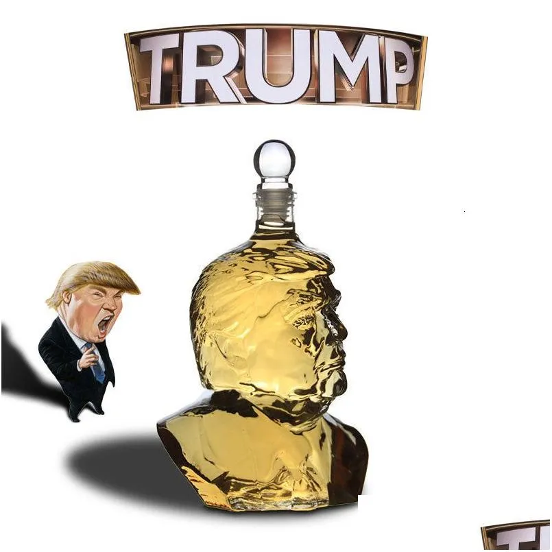Şarap Gözlükleri Yenilik Trump Baş Şekleli Tasarım Barware Kurşun Viski Dekanter likör Scotch Bourbon 230719 Damla Teslimat Dhhga