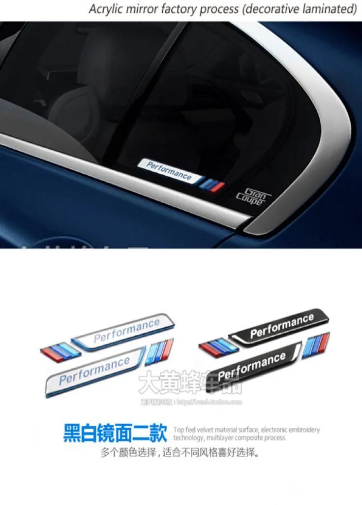 whole 1 set Car Styling Car window decorative M emblem sticker car fender decal 3D sticker for BMW E90 F30 F10 E46 E361102519