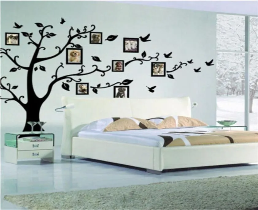 Large Family Po Frame Tree Bird Quotes Wall Sticker Art Decals Big tree for po wall stickers for Home Decor237w1077583