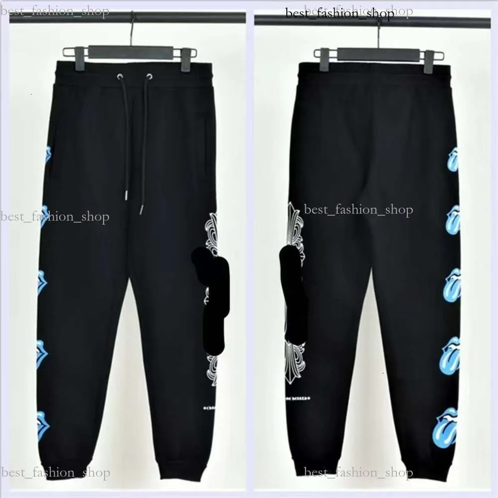 2024 America Street Chromees Hearts Men's Sanskrit Printing Pants Sanskrit Alphabet Autumn Womens Cross Chrome Sweatpants Horseshoe Letter Print Byxor 258