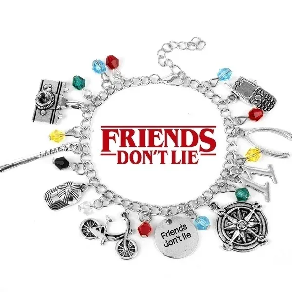 Bracelets Hot STRANGER THINGS Friends Don't Lie Charm Boho Bracelet Wristlet Movie Jewellery