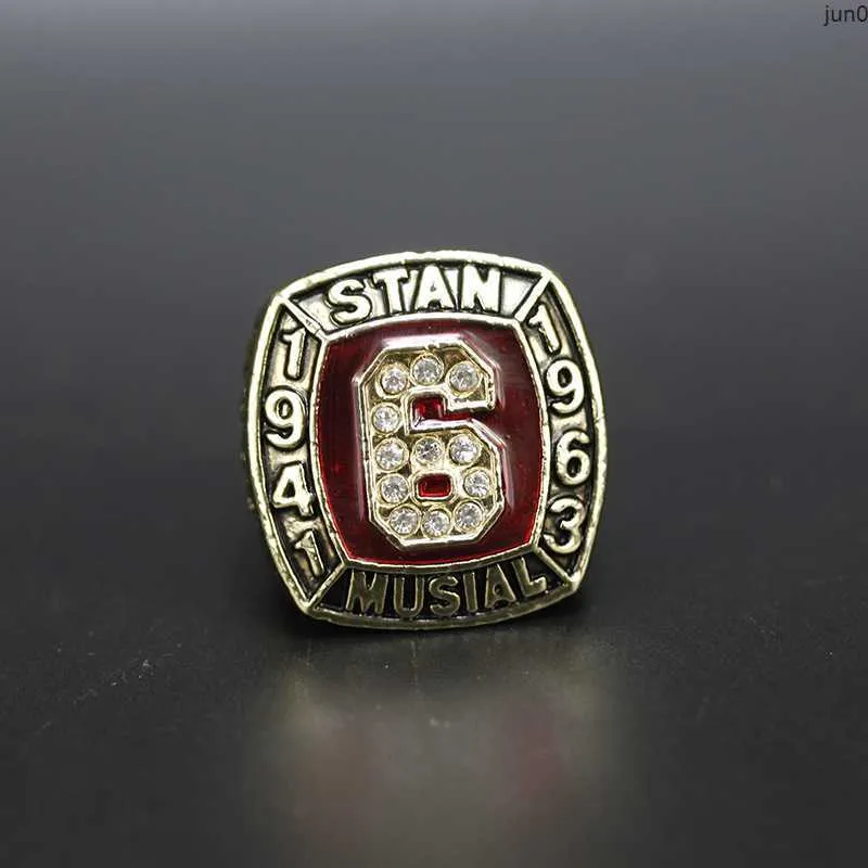 Anéis de banda MLB Baseball Hall of Fame Championship Ring 1943 1963 estrela Stan Music Front 6 alfanumérico