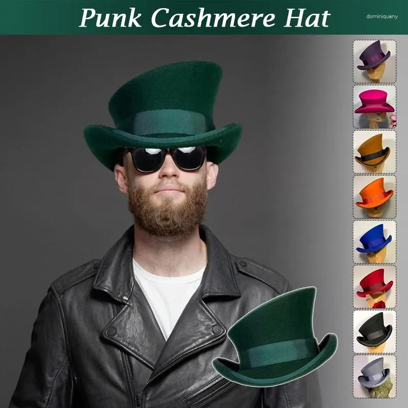 Berets assimétrico cashmere chapéu mulheres homens lã bonés vapor punk moda festa decoração fita ovelhas feltro homens mágico boné