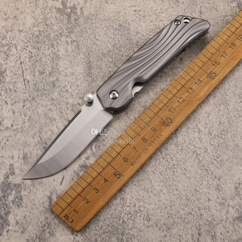 New A0220 High End Folding Knife AUS10 Satin Drop Point Blade CNC TC4 Titanium Alloy Handle Ball Bearing EDC Pocket Knives