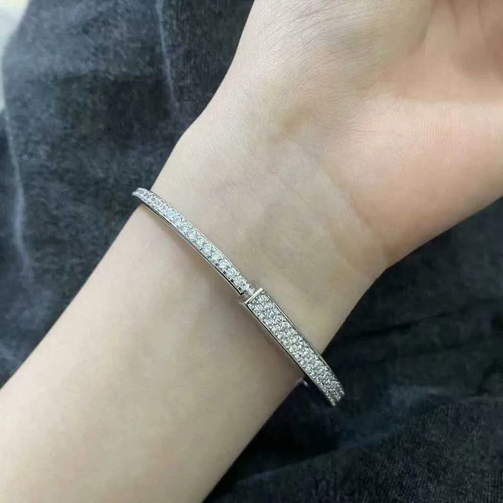 Bracelet jonc t 925 argent v or avancé léger luxe plein diamant serrure Bracelet C1SN