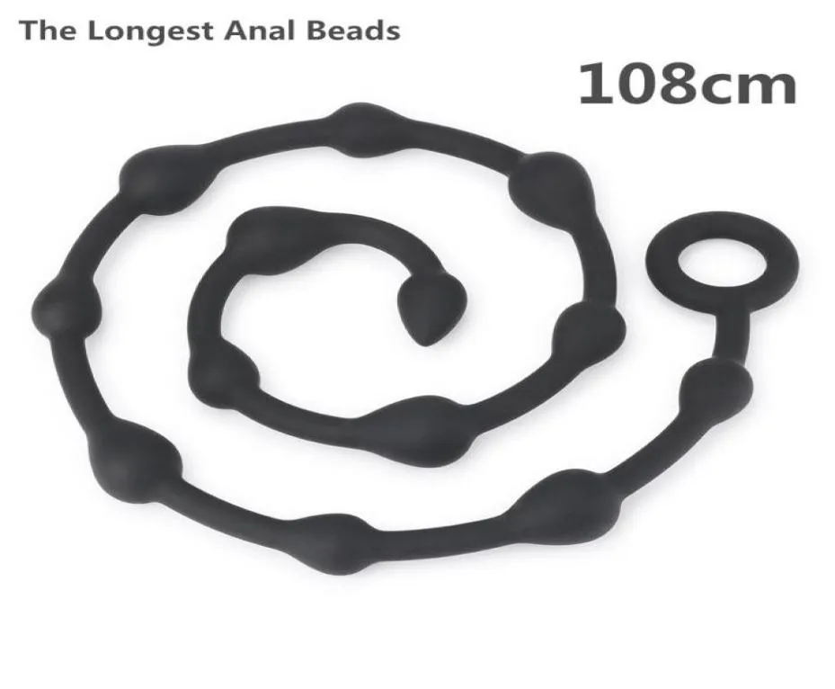 The Longest Anal Beads 108cm Anal Plug Sex toys for Woment and Men Silicone Prostate Massager Erotic Flirt Toy Drop 9309390