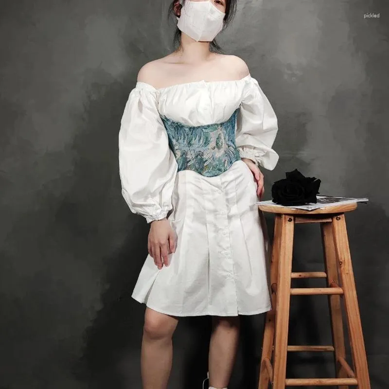 Ceintures élastiques broderie peinture soulever fille taille corset large femmes shaper