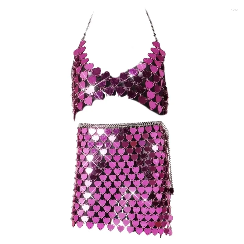 Canotte da donna Canotte sexy con catena Halter senza maniche Canotta senza schienale Paillettes Crop Top Clubwear Regalo Drop