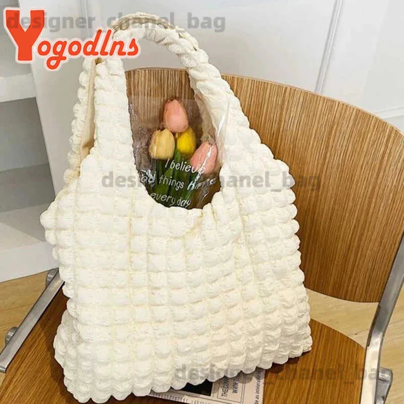 Totes Yogodlns Zomer Geplooide Cloud Bag Vrouwelijke Snoep Kleur Grote Capaciteit Schoudertas Handtassen Winkelen Meisjes Pouch Tote Bolsas T240220