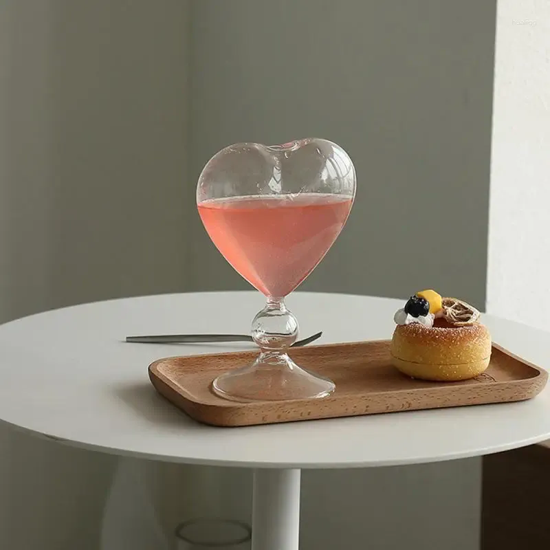 Copos de vinho 180ml copo de amor sul-coreano estilo ins beber com canudo vidro de água criativo decoração para casa vaso adorável