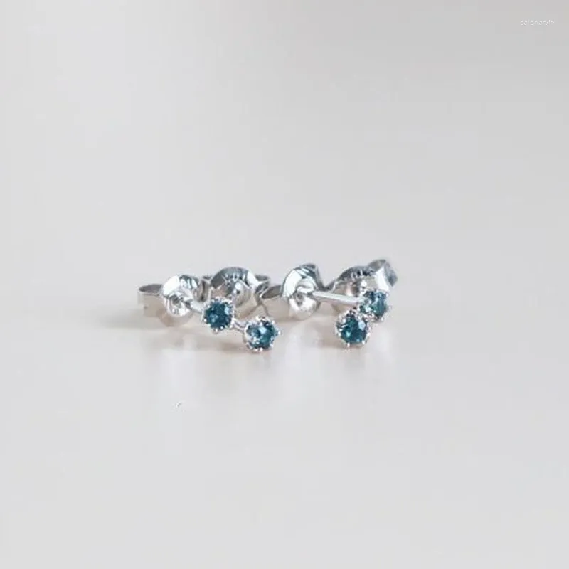 Stud Earrings Inspired Craftsmanship Silver Six-claw Inlaid Sky Blue Crystal Mini Light Luxury Charm Ladies Jewelry