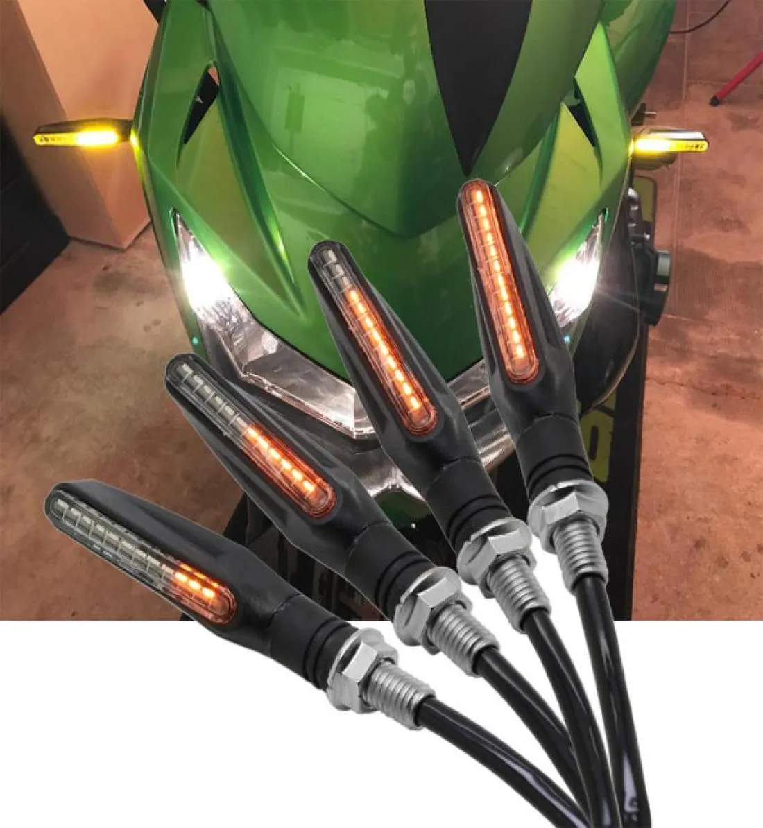 4x oświetlenie motocyklowe Turn Signal Light LED migotanie Motocross Woda migra Woda Elastyczna wskaźnik zgięcia ogona migacz lampa 3917900