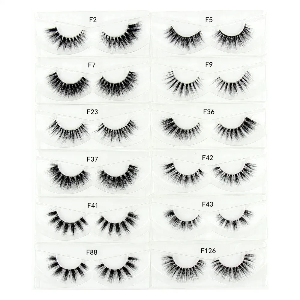 Mink Eyelashes 3D Mink False Eyelashes Natural Full Full Band Band Eyelashes Slender Posticos 12 style Invisible Band Eyelashes 240220