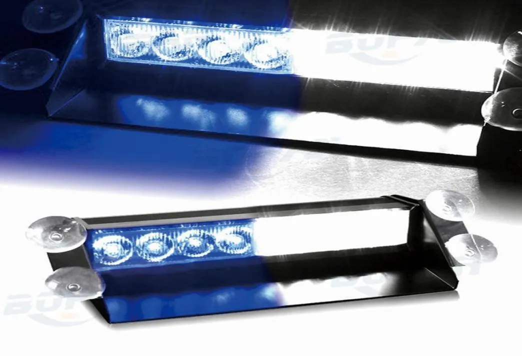 DC12V 8 Led Auto Politie Strobe Flash Light Dash Noodwaarschuwing 3 Knipperende Lamp Blauw Wit Dagrijverlichting6836936