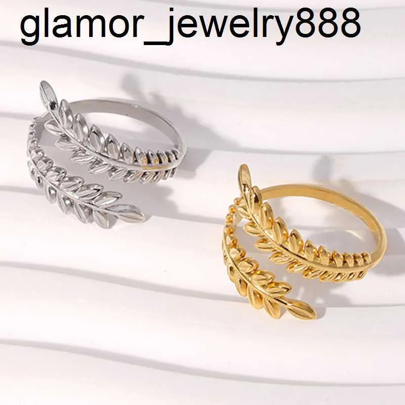 Hanpai hot sale high quality fashion jewelry gold leaf ring adjustable opening ring stainless steel ring