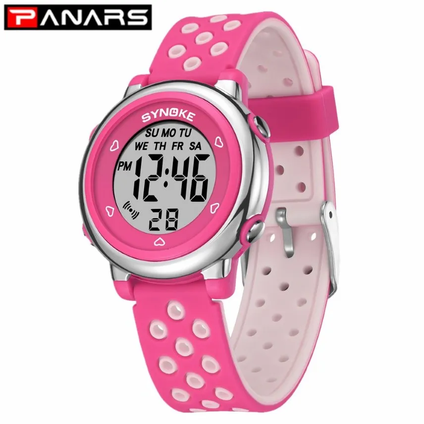 PANARS 2019 enfants colorés mode montres pour enfants évider bande étanche réveil multi-fonction montres pour Studen236B