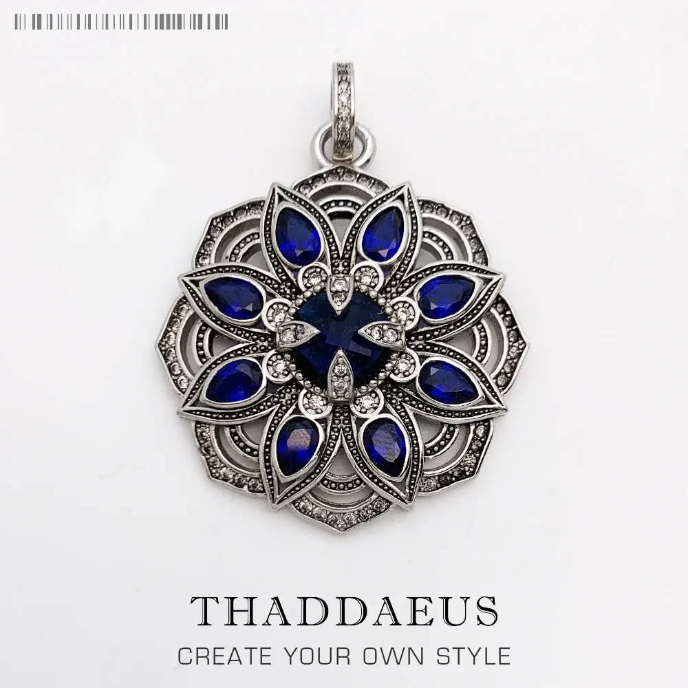 Pendants Pendant Blue CZ Lotus Flower,2019 Brand Fashion Jewelry Europe Bijoux Necklace Accessories Gift For Woman