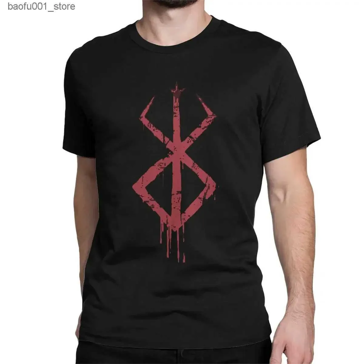 Herren-T-Shirts, heißer Verkauf, Berserker-Marke des Opfers, Symbol-T-Shirts, Herren-Spaß-T-Shirts, runder Kragen, Street-Fashion-Bluse, bedrucktes T-Shirt-Oberteil Q240220