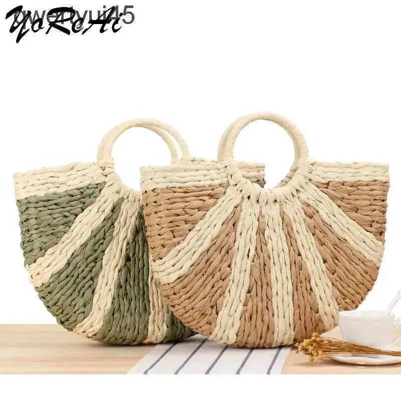 Totes Fasion Sacs ronds tissés femmes Sac tissé en paille simple et porté Lady Bali Sacs à main Prendre des photos Summer Beac Casual andbagsH24220