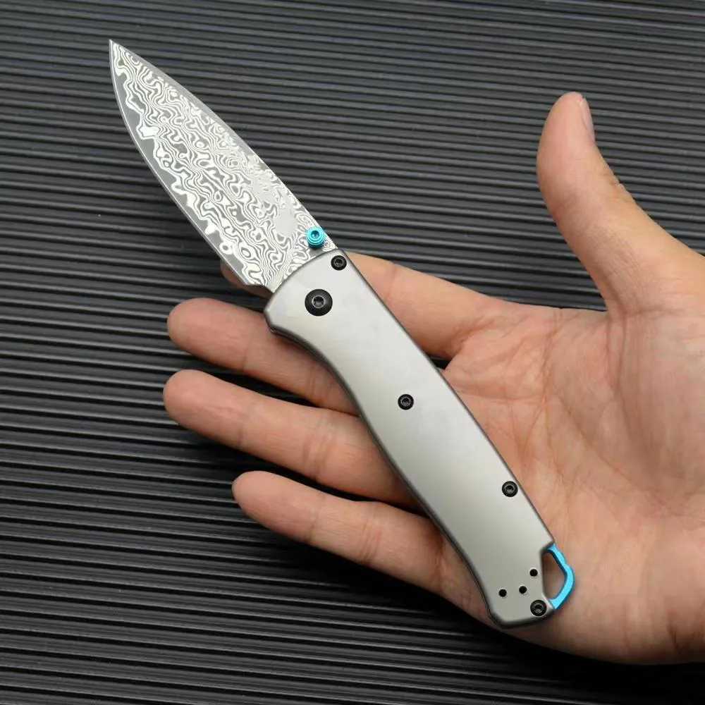 Damascus Steel Blade BM 535 Tactical Folding Knife Titanium Alloy Handle Outdoor Wilderness Survival Pocket Knives