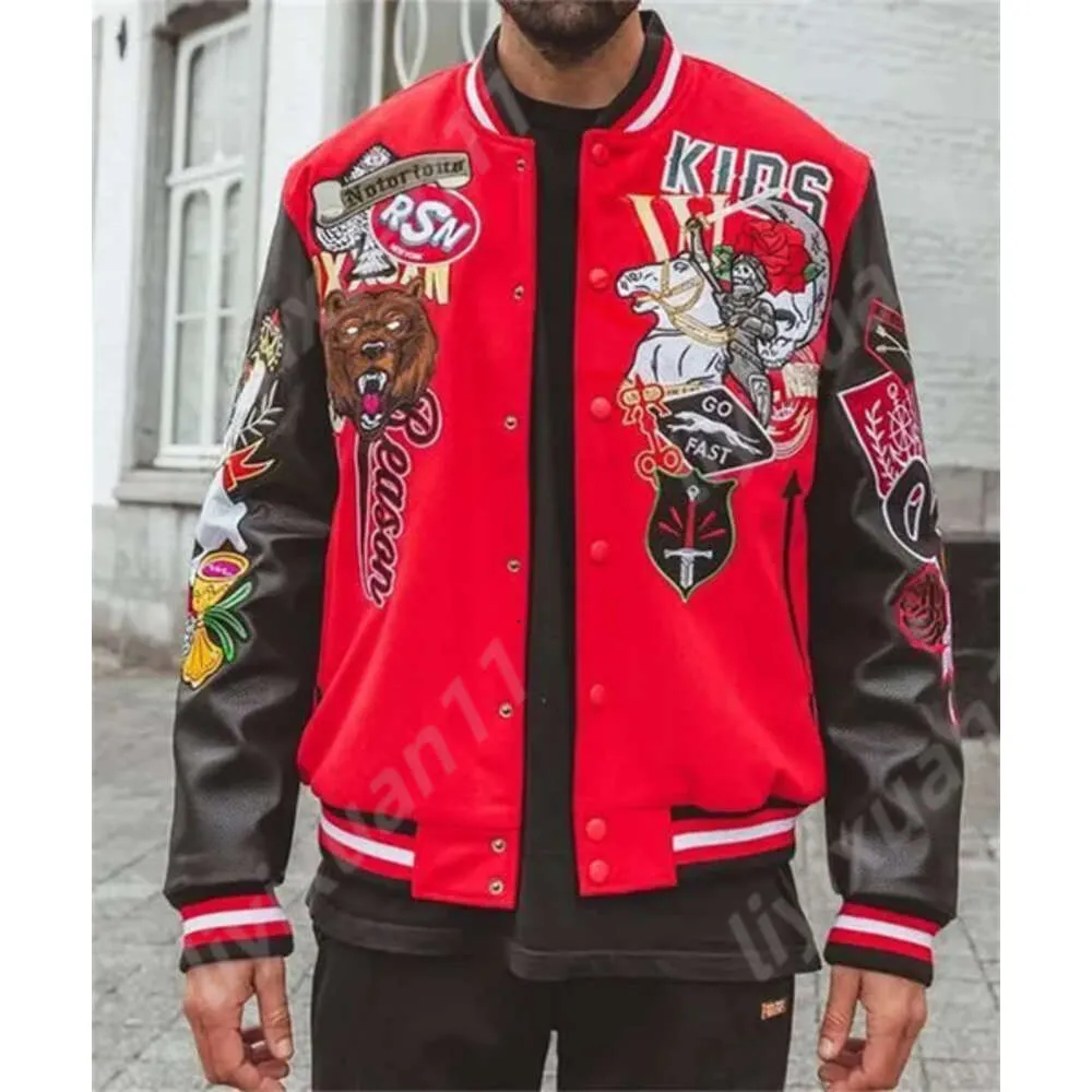 Bomber Jacket Fashion Men Jacket Letter Print Double Threaded Baseball Jacket Varsity Coat Women Cropped Patchwork Button Couple Jacket Streetwear Sweat Coat 5902