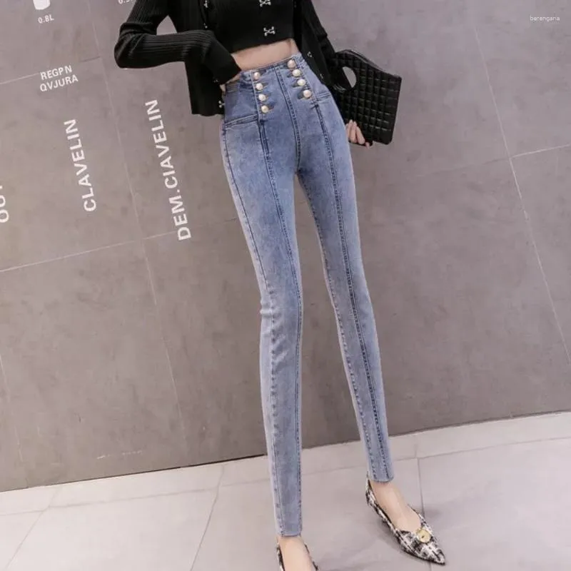 Jeans pour femmes Taille haute S Pantalons Bleu Femmes Slim Fit Skinny Pantalon pour femmes Z Moyen Gyaru Harajuku Mode 2000s Y2K Cowboy XXL