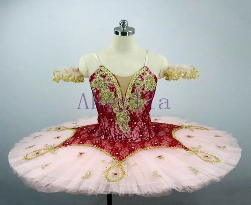 11 strati di tulle tutù di balletto arlecchino professionale lo schiaccianoci costume di balletto abbigliamento da ballo per le donne tutu di pesca bordeaux ragazze com4074439