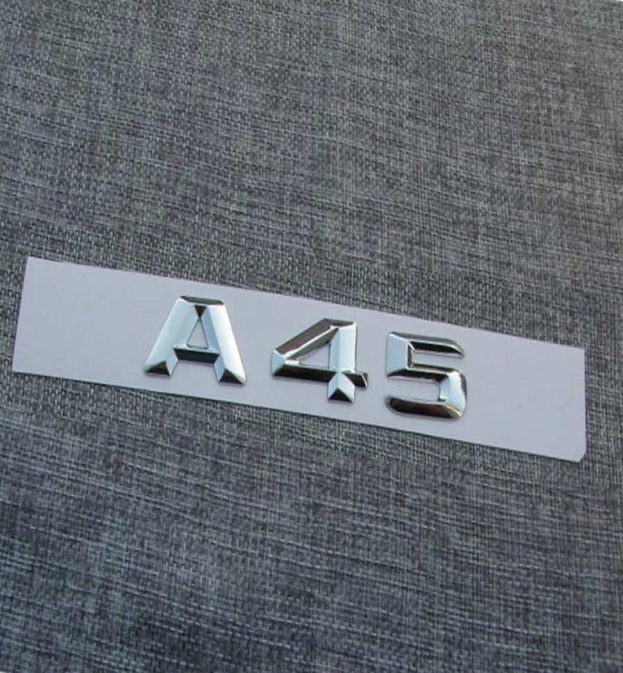 Autocollant de décalcomanie d'emblème de Badge de lettres arrière de coffre de voiture en plastique ABS chromé pour Mercedesbenz A45 AMG3414760