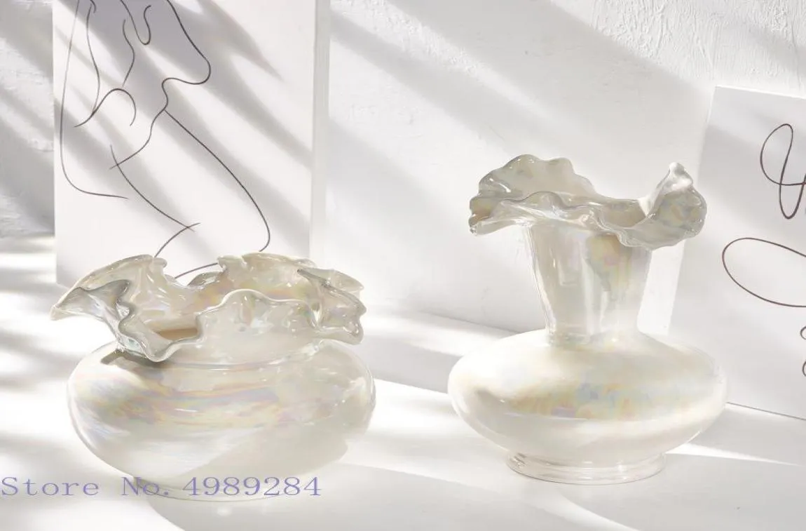 Vazen Creatieve Keramische Vaas Schelp Glans Witte Bloem Abstract Onregelmatige Opstelling Hydrocultuur Ornamenten Woondecoratie7720393