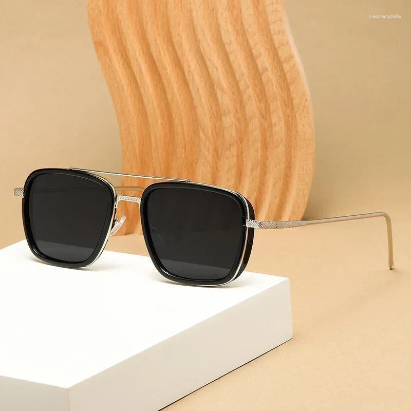 Sunglasses Luxury Steampunk Men Square Polarized Sun Glasses Vintage Metal Eyewear Pilot Sunglass UV400 Male Gafas Outdoor