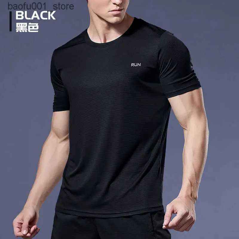 Men's T-Shirts Black Compression Men T-shirts workout Sports Running T-shirt Short Sleeve Quick Dry Tshirt Fitness Exercise Gym Clothing Q240220