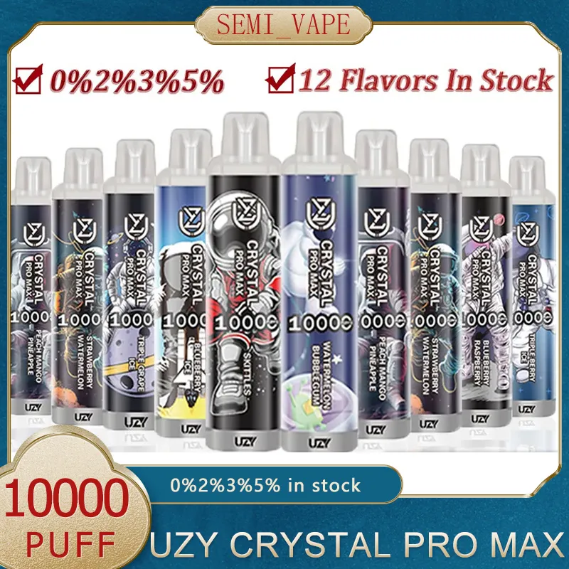 Original UZY Crystal Pro Max Puff 10000 Einweg-Vaper, auswechselbar, Vapes Vaper Puff 10k, 10000 E, wiederaufladbarer Akku, 650 mAh, 16 ml, Zigaretten, Einweg-Puff, Uzy 10k