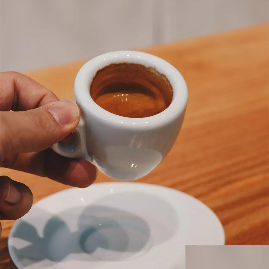 Mugs Nuova Point Professional Competition Level Esp Espresso S Glass 9Mm Thick Ceramics Cafe Mug Coffee Cup Saucer Sets 230829 Drop Dhviu