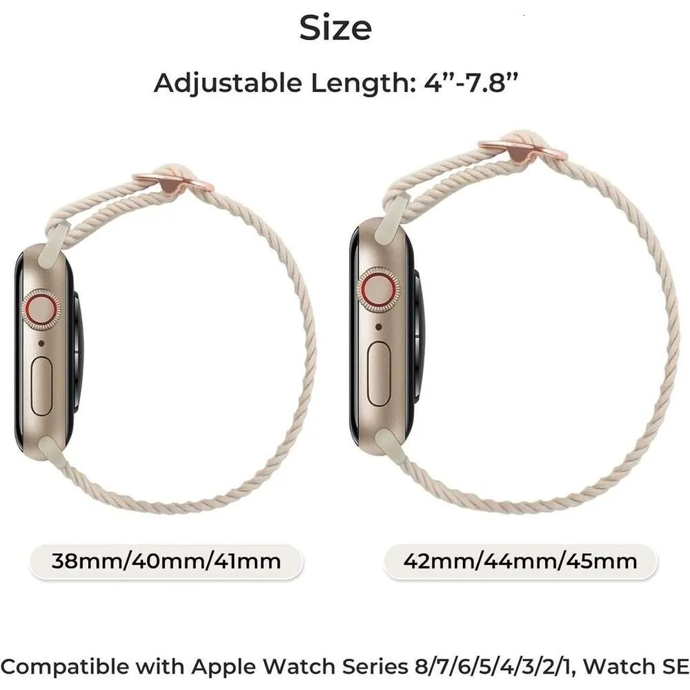 Nylonband och PC Case Elastic Woven Armband Protective Cover för Apple Watch Series 9 8 7 6 5 SE 4 I Watch 45mm 44mm 40mm 41mm