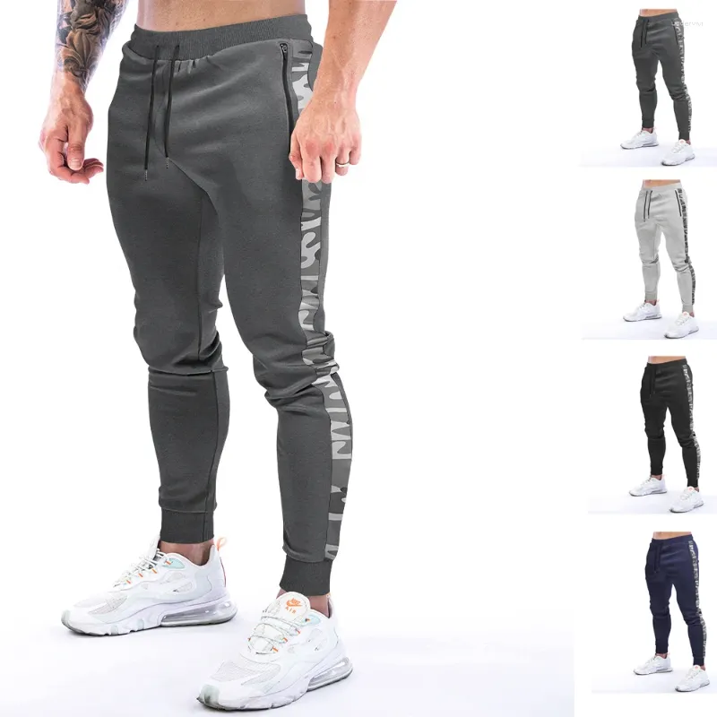 Pantalons pour hommes Hommes Coton Gym Track Pantalons de survêtement Joggers Casual Formation Stripe Entraînement Zipper Poche Fitness Mâle Courir Sport Pantalon