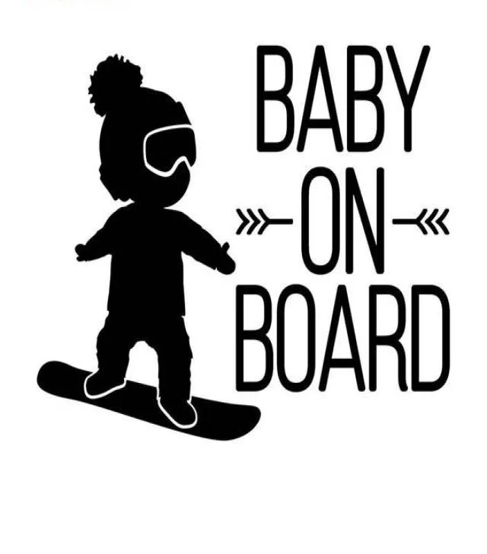 1612cm vit svart baby ombord bildekalpojke på snowboard vivyl bilklistermärken CA5821905606