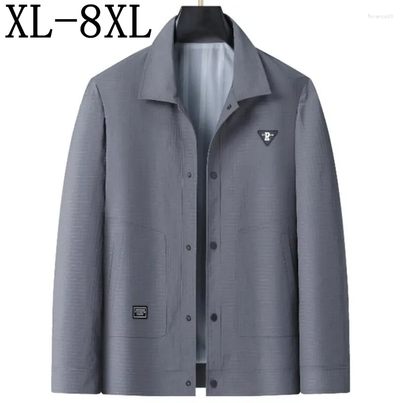 Мужские куртки 8XL 7XL 6XL 2024 весна осень элитные деловые мужские пальто с длинными рукавами с лацканами повседневные свободные мужские куртки топы