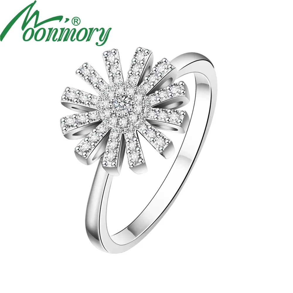 Anneaux Moonmory 925 bague en argent Sterling Margherita pour les femmes bague de mariage en argent avec cristal cadeau de noël en gros bijoux