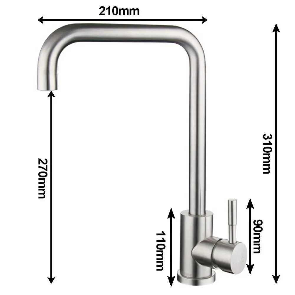 Robinets d'évier de salle de bain 304 robinets de cuisine en acier inoxydable mélangeur à eau froide chaude manchette unique Tire le robinet de pont de pont