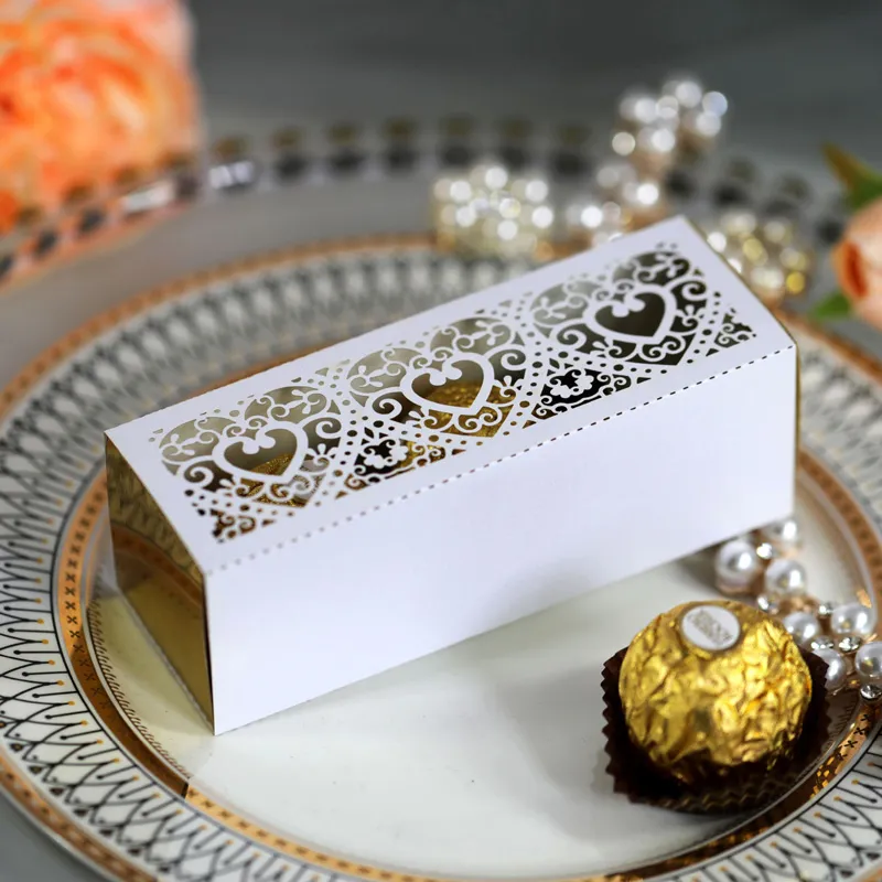 Wedding Laser Hollowed Out Candy Box Golden Love Chocolate Boxes Wedding Valentine's Day Paper Box LX6353