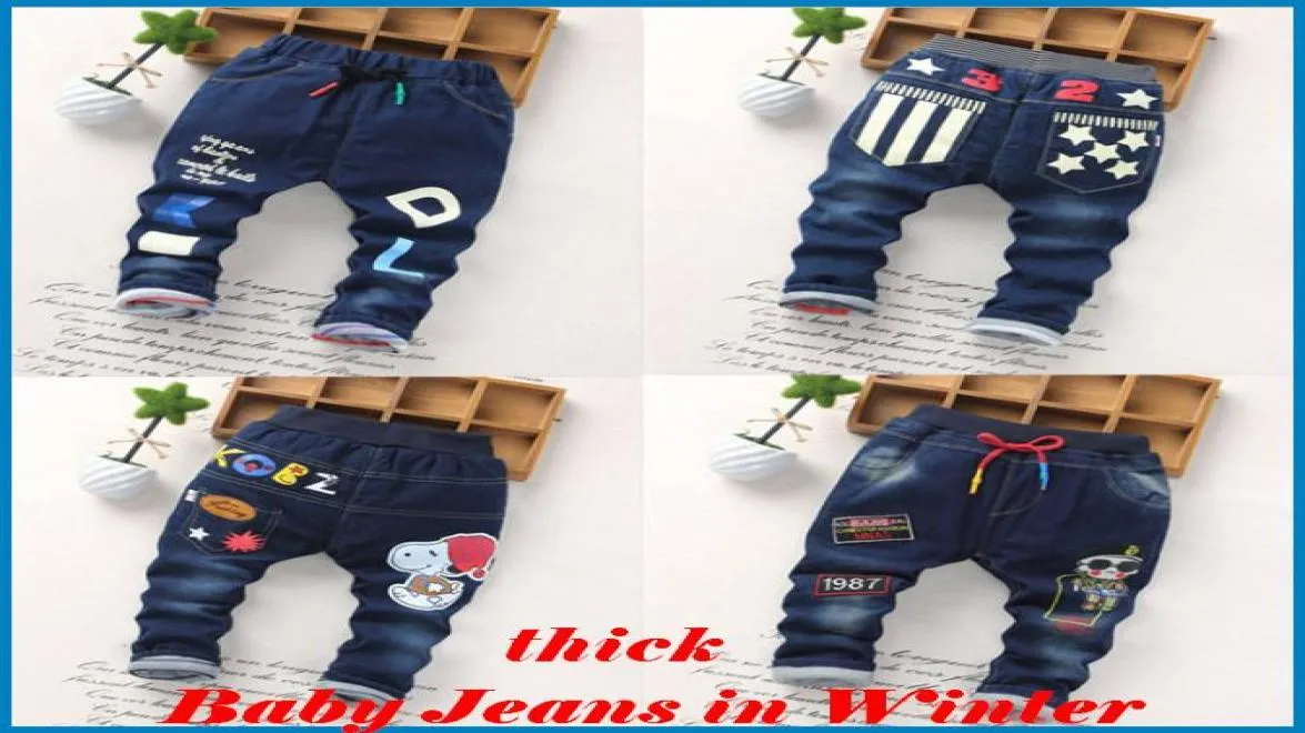 enfants pantalons garçons Fille Boys039 Jeans Bébé Nouvel Hiver Enfants Jeans Pantalons Jeans Épais Et Coton Children039s Cartoon Print2812672