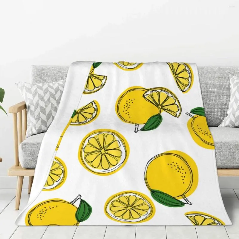 Coperte Coperta con limoni gialli, calda, leggera, morbida in peluche, per camera da letto, divano, divano, campeggio