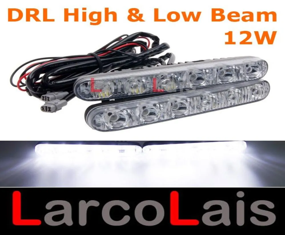2x6 LED 12W High Low Beam Car Truck DRL Daytime Running Lights Day Driving Fog Universal Light 26 White3343257