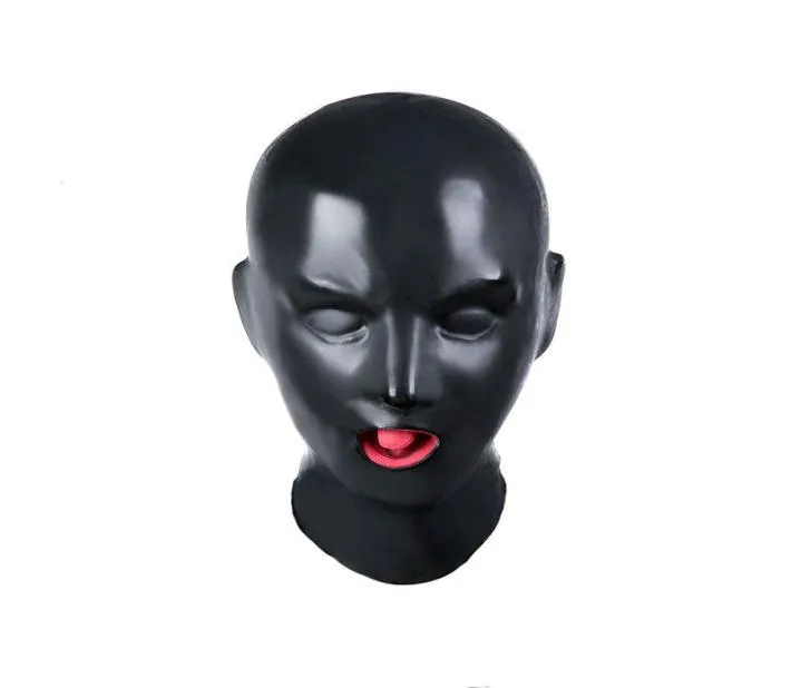 Latex Bondage Hood Sex Mask Fetish Toys Bdsm Bondage With Open Mouth Gag Adult Sex Toy Hood Mask Y190603025711362