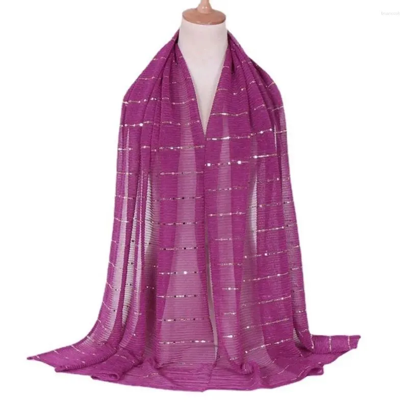 Foulards vêtements accessoires écharpe musulman foulard paillettes rayure châle soie Style coréen femme