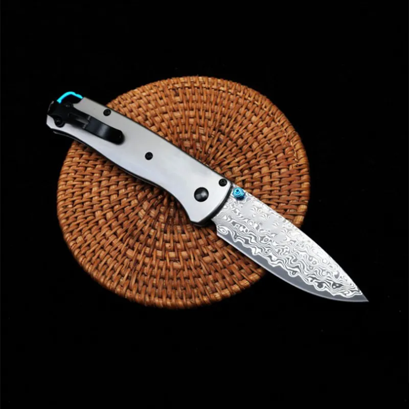 Damascus Steel Blade BM 535 Tactical Folding Knife Titanium Alloy Handle Outdoor Wilderness Survival Pocket Knives