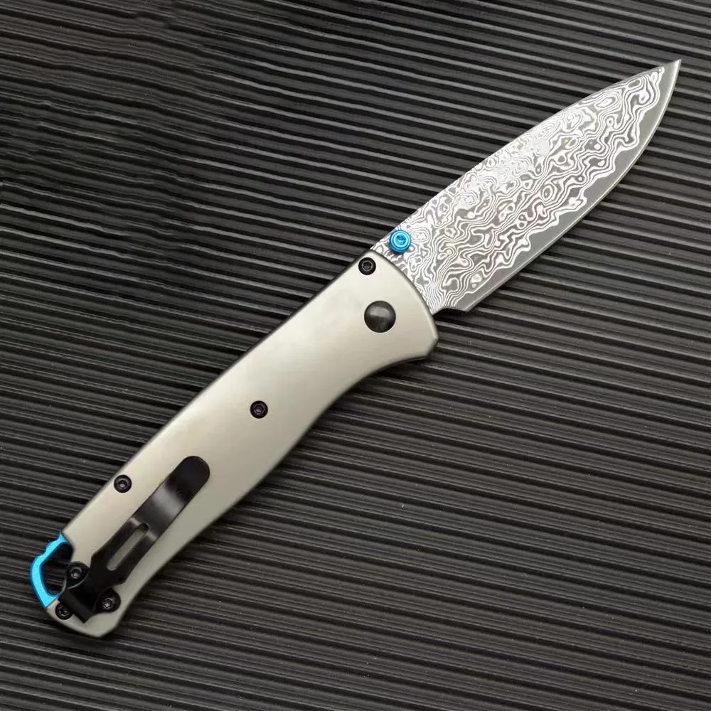 Damascus Steel Blade BM 535 Tactical Folding Knife Titanium Alloy Handle Outdoor Wilderness Survival Pocket Knives