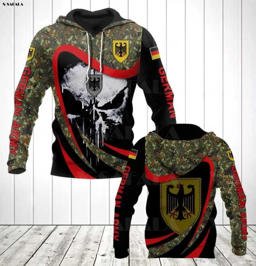 Men039s Hoodies Sweatshirts DEUTSCHE ARMEE CAMO Schädel Flagge 3D Gedruckt Mann Weibliche Zipper HOODIE Pullover Sweatshirt Mit Kapuze Jersey7431901